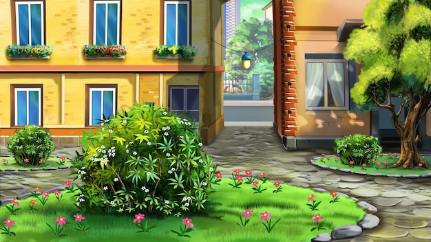 Flower bed in the yard Illustration