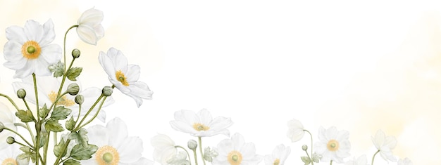 Photo flower blooming watercolor banner background