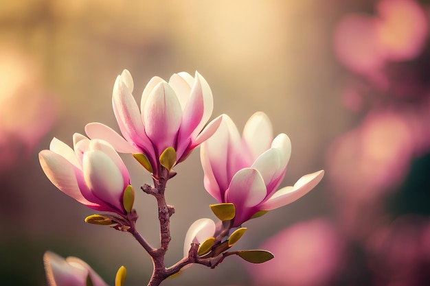 Flower of blossoming magnolia tree in springtime Generative Ai