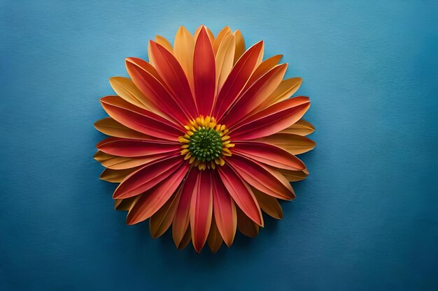 A flower on a blue background with a yellow center.