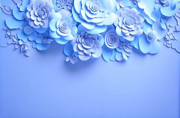꽃 파란 경계 배경 그림자 3D 장식 웨딩 프레임 벽지 그림 경계