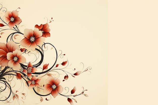 Flower border on a beige background