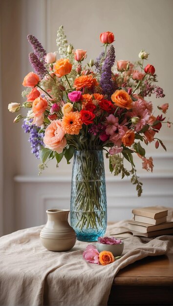 写真 フラワーブーケット 花瓶と花瓶の花瓶