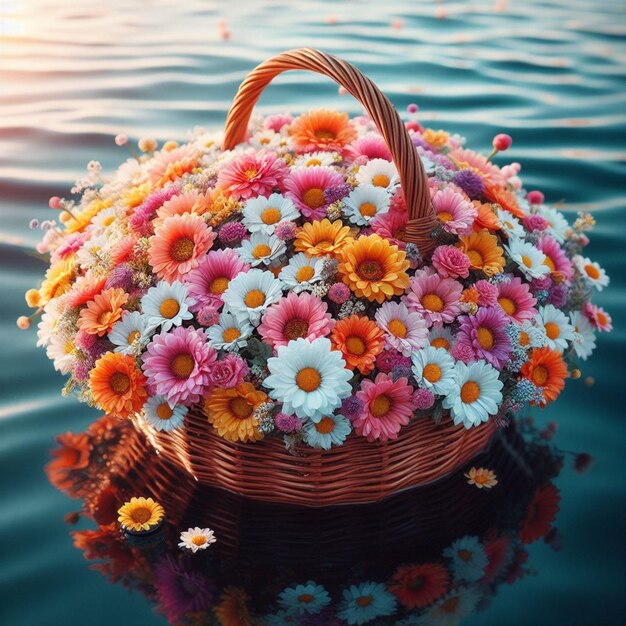 flower bouquet floating on water