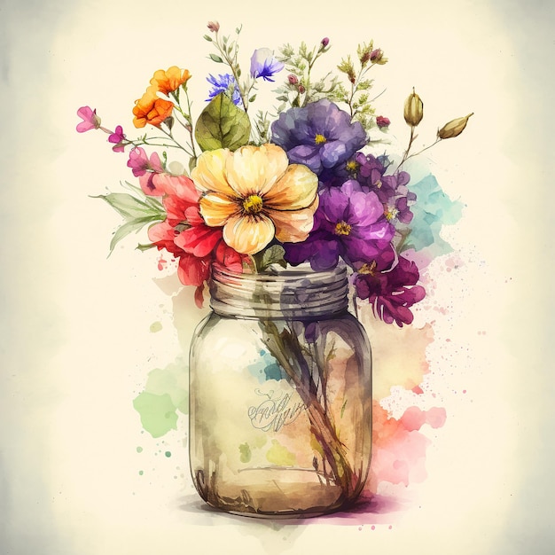 Flower Bouquet in Mason Jar