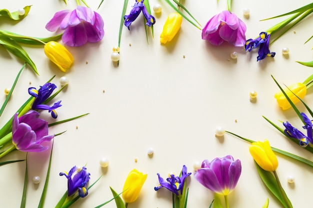 Flower bouquet of tulips on white background