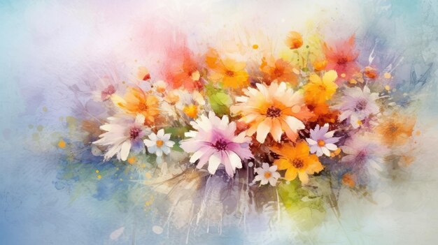 Flower bouquet in watercolor style Floral background