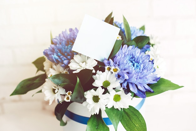 Flower bouquet with blank sticker