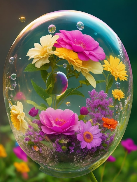 Photo flower bubble art