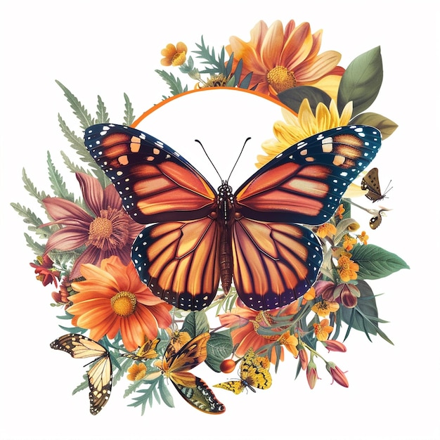 flower amp butterflies illustration design HD 8K wallpaper Stock Photographic Image