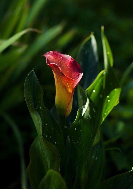 Flower calla in the garden