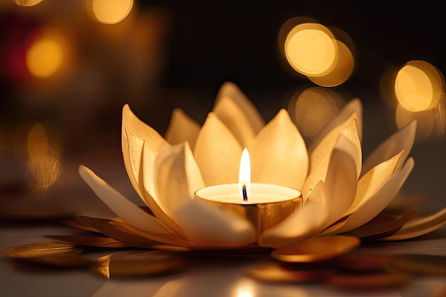 Flower candle for wesak celebration Generative AI