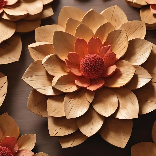 A flower carved in wood