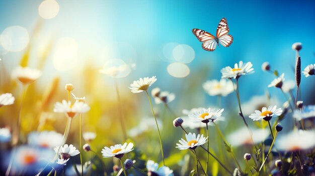 flower chamomile daisy natural landscape banner Chamomile flower field