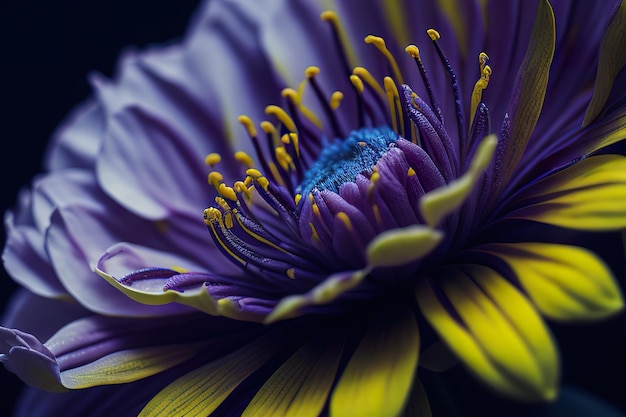 Flower closeup with hyper macro lens generative ai