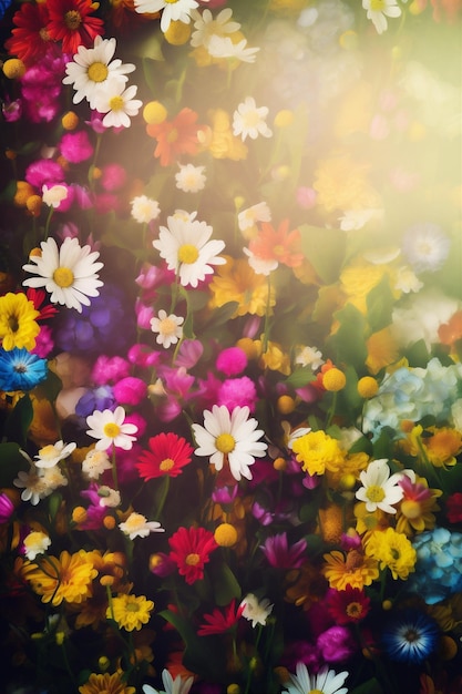 꽃 색상 봄 발렌타인 모란 파스텔 배경 수채화 자연 꽃 디자인 Generative AI