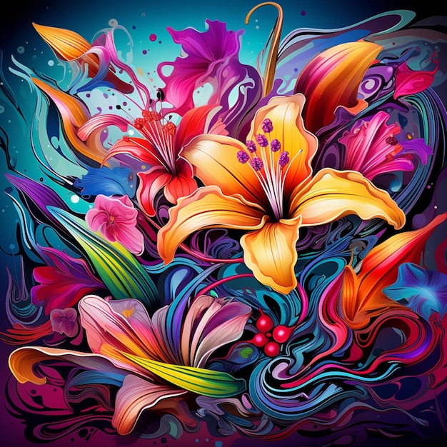 Flower colorful background digital art