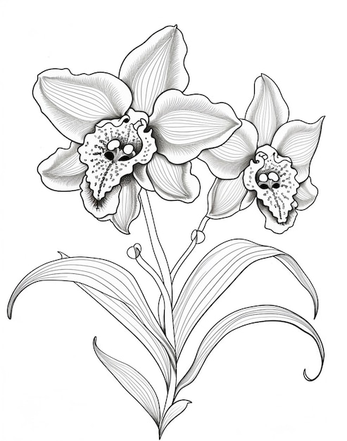 Photo a flower coloring page