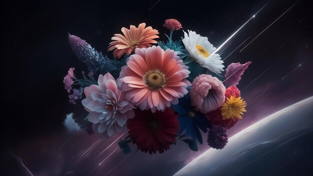 Flower composition with space