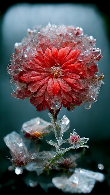 氷と氷に覆われた花