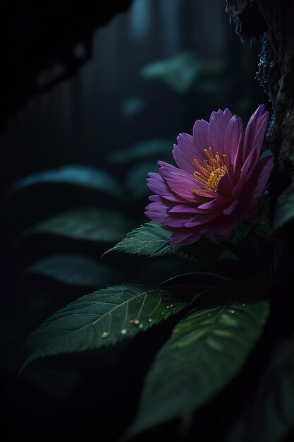 Photo a flower in the dark