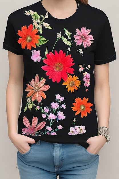 flower design on tshirt