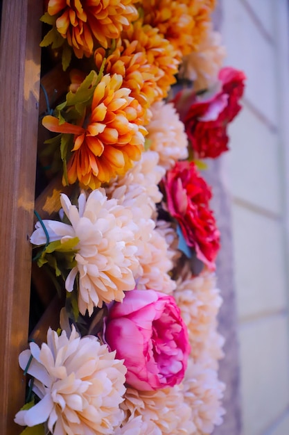 A flower display in a store in the city of san diego.