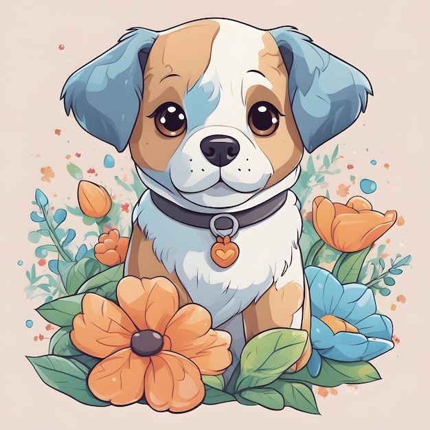 flower and dog