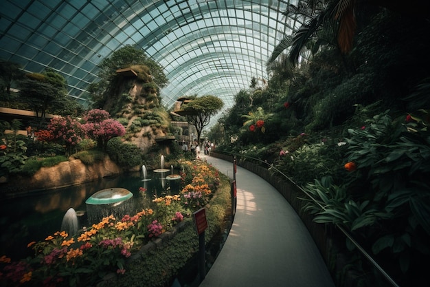 Photo flower dome garden and greenhouse forest for travel