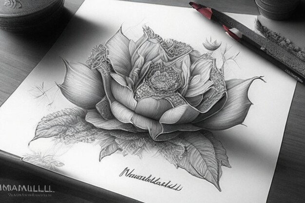 Photo flower drawing realistic