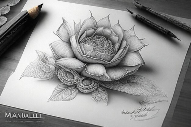 Photo flower drawing realistic