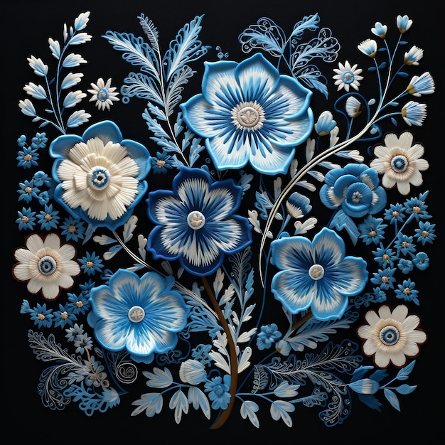 Flower Embroidery in cloth design