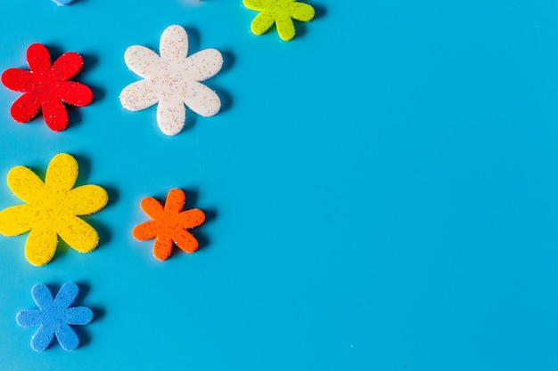 Flower eva foam for decoration isolated on blue background