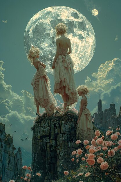 Photo flower faeries tending to a midnight bloom