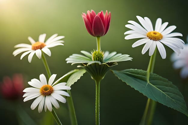 A flower in a field of daisies