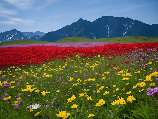 Flower field on the mountain