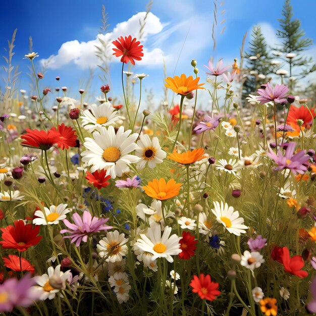 Photo flower field with colorful wild wild flowers yvonne's flowers and gifts beautiful spring flowers