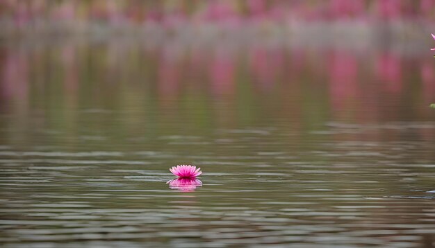 Photo a flower floating in the water with the reflection of the flowers in the water