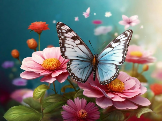 Flower floral butterfly background best quality hyper realistic wallpaper image banner template