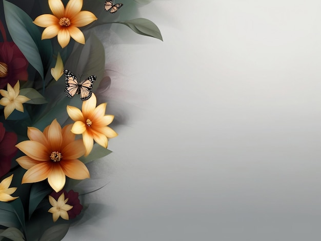 Flower floral butterfly background best quality hyper realistic wallpaper image banner template