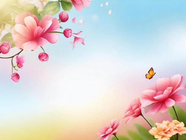 Flower floral butterfly background best quality hyper realistic wallpaper image banner template