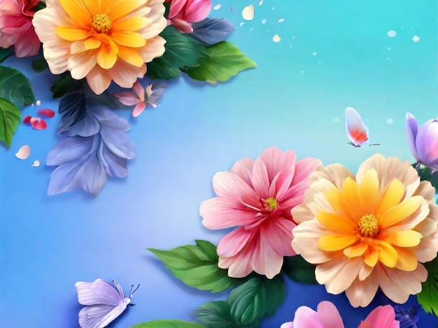 Flower floral butterfly background best quality hyper realistic wallpaper image banner template