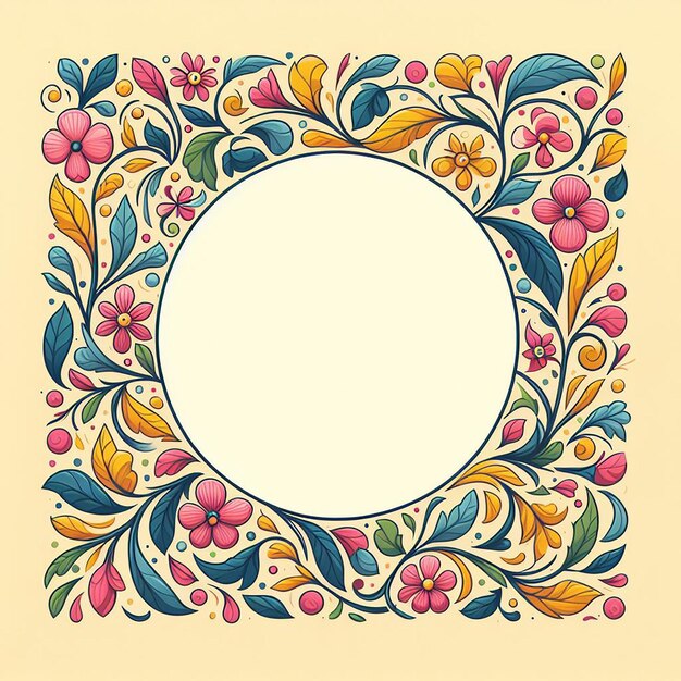 Photo flower and floral circle border