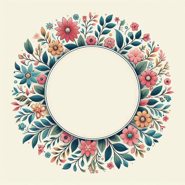 Photo flower and floral circle border