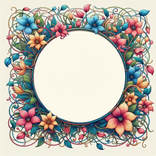 Photo flower and floral circle border