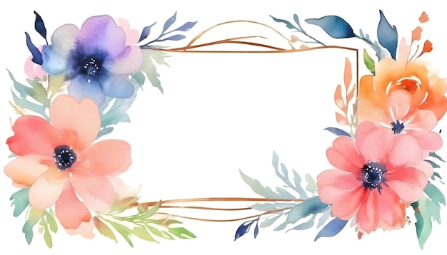 Photo flower floral frame watercolor pattern background