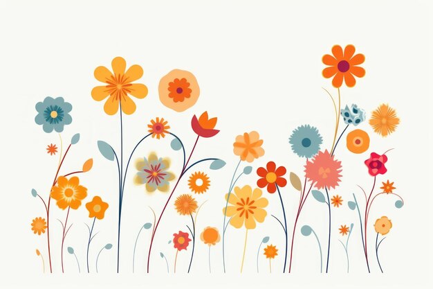 Flower floral and leaves in vector style on white background Created with Generative AI technology