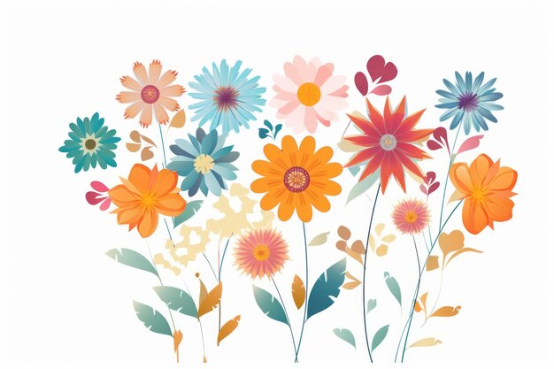 Photo flower floral and leaves in vector style on white background created with generative ai technology