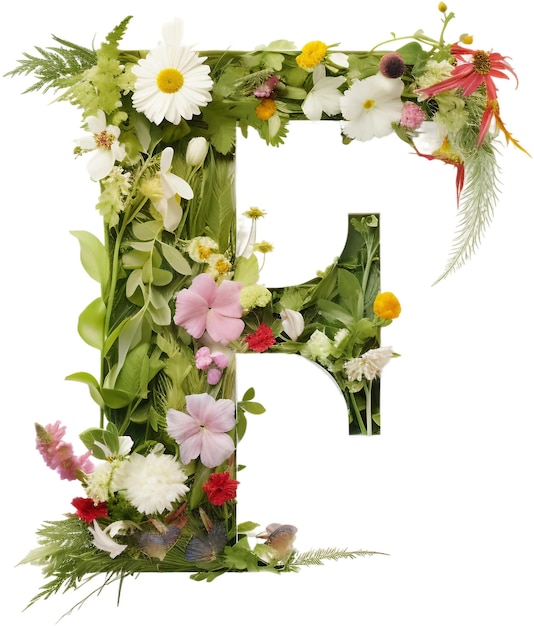 Flower font F alphabet