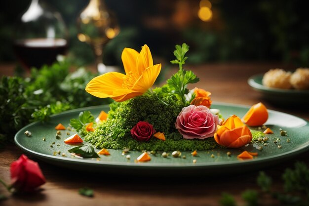 Photo flower on the food